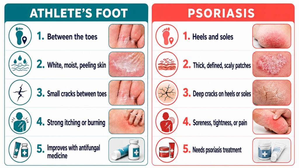 5 Tips for Telling Athlete’s Foot and Psoriasis Apart